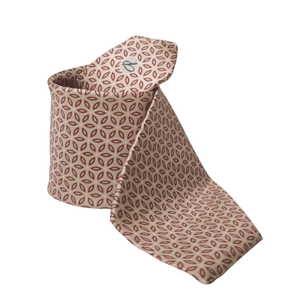 Patterned silk tie, designers project, handcrafted, on a white background