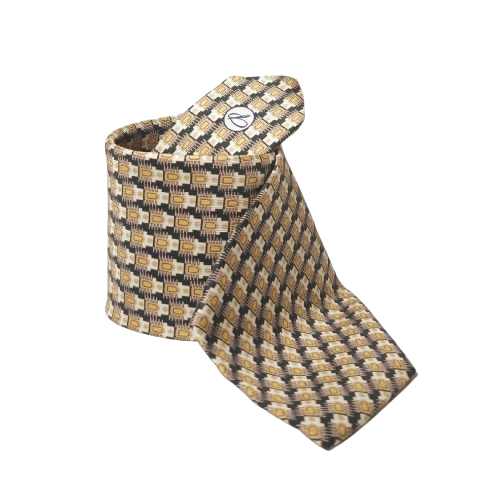 Patterned silk elegant tie on a white background